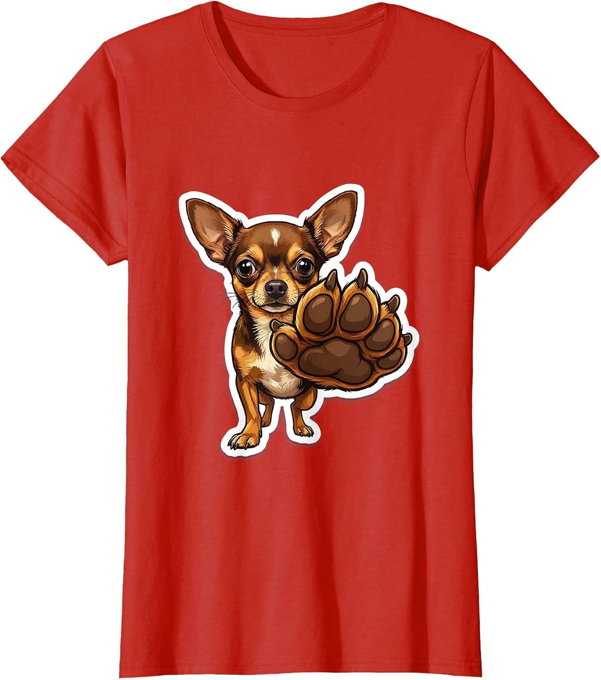 Tiny Chihuahua Big Paw Confident Dog Graphic T-Shirt - Red
