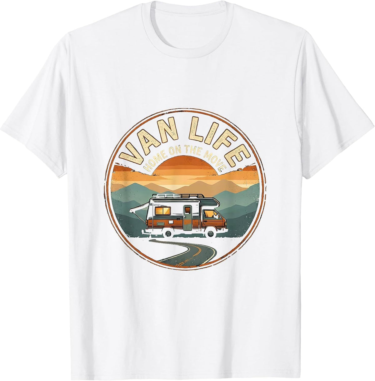 Van Life Home On The Move Vintage Retro Camper Nomad Pride T-Shirt - White