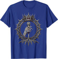 Skeletal Hand Microphone Stand Rock Band Graphic T-Shirt - Royal Blue