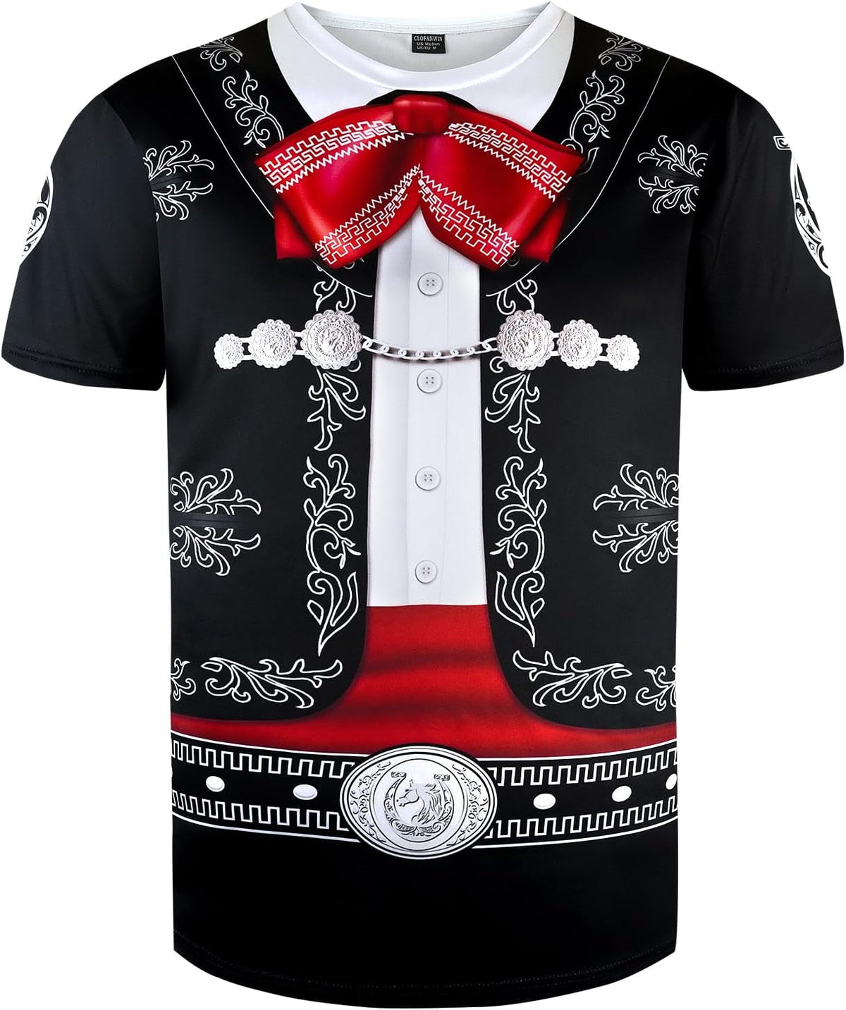 Men's Mexican Mariachi Costume Shirt T-Shirts Outfits - Black
