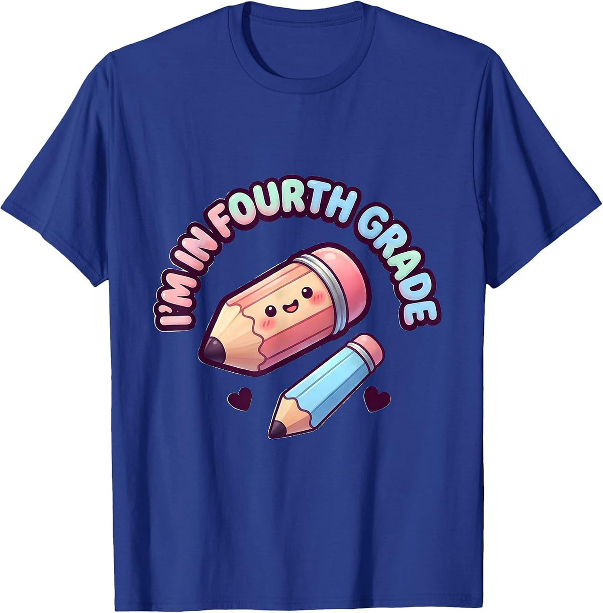 Men's I'm In Fourth Grade Cute Kawaii Back to School Pencil T-Shirt - Royal Blue