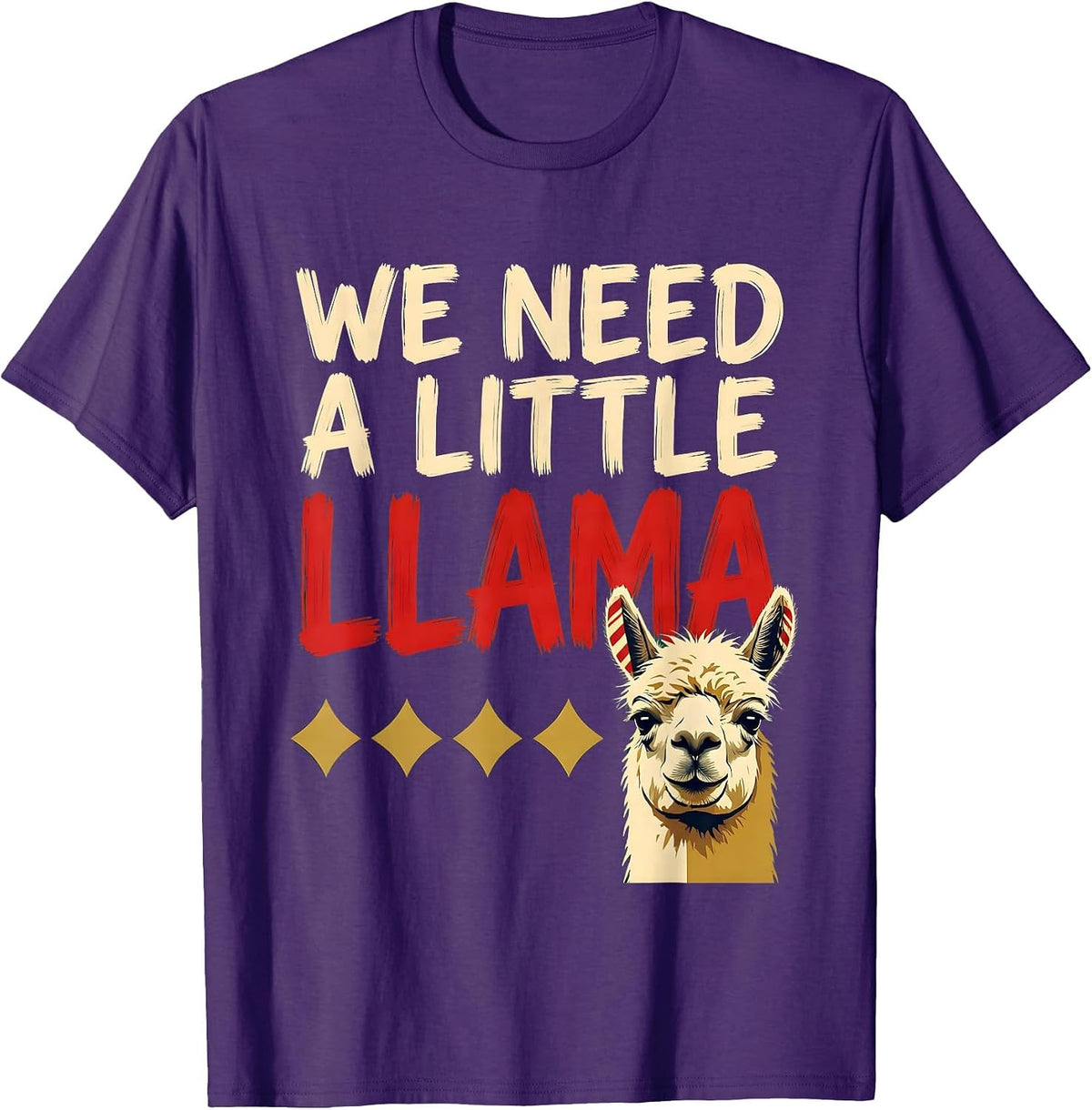 Men's We Need a Little Llama Funny Llama Lover Christmas Humor T-Shirt - Purple