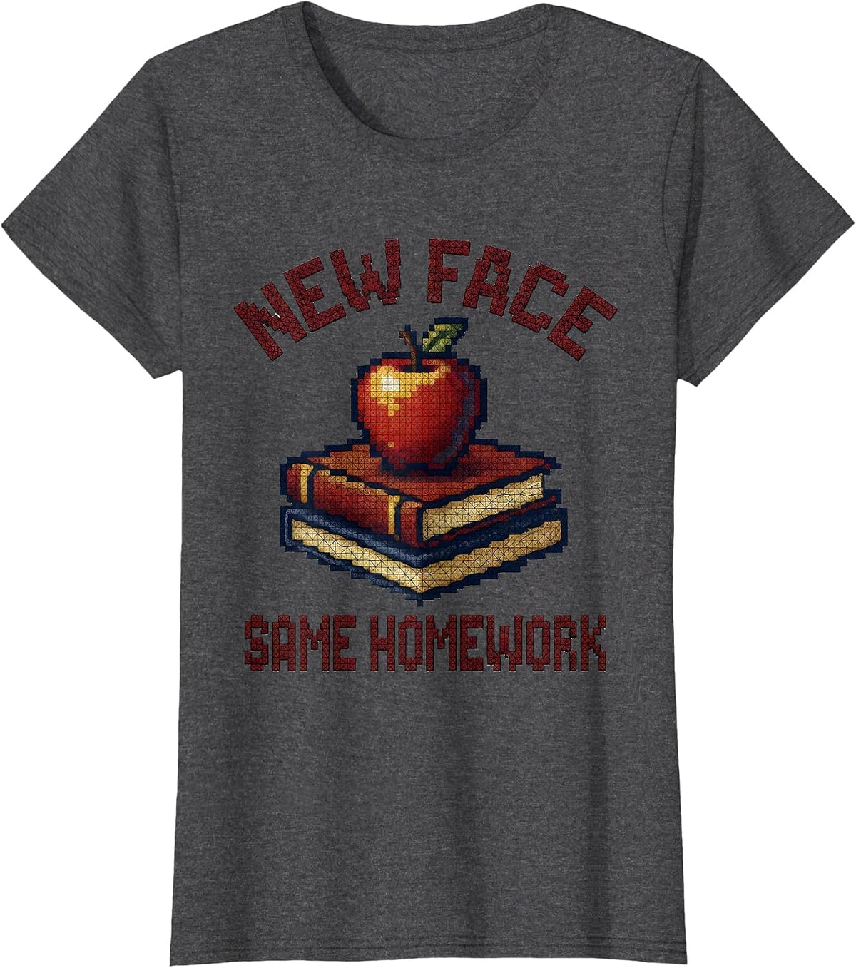 Women's New Face Same Homework Substitute Teacher Design T-Shirt - Dark Heather Grey