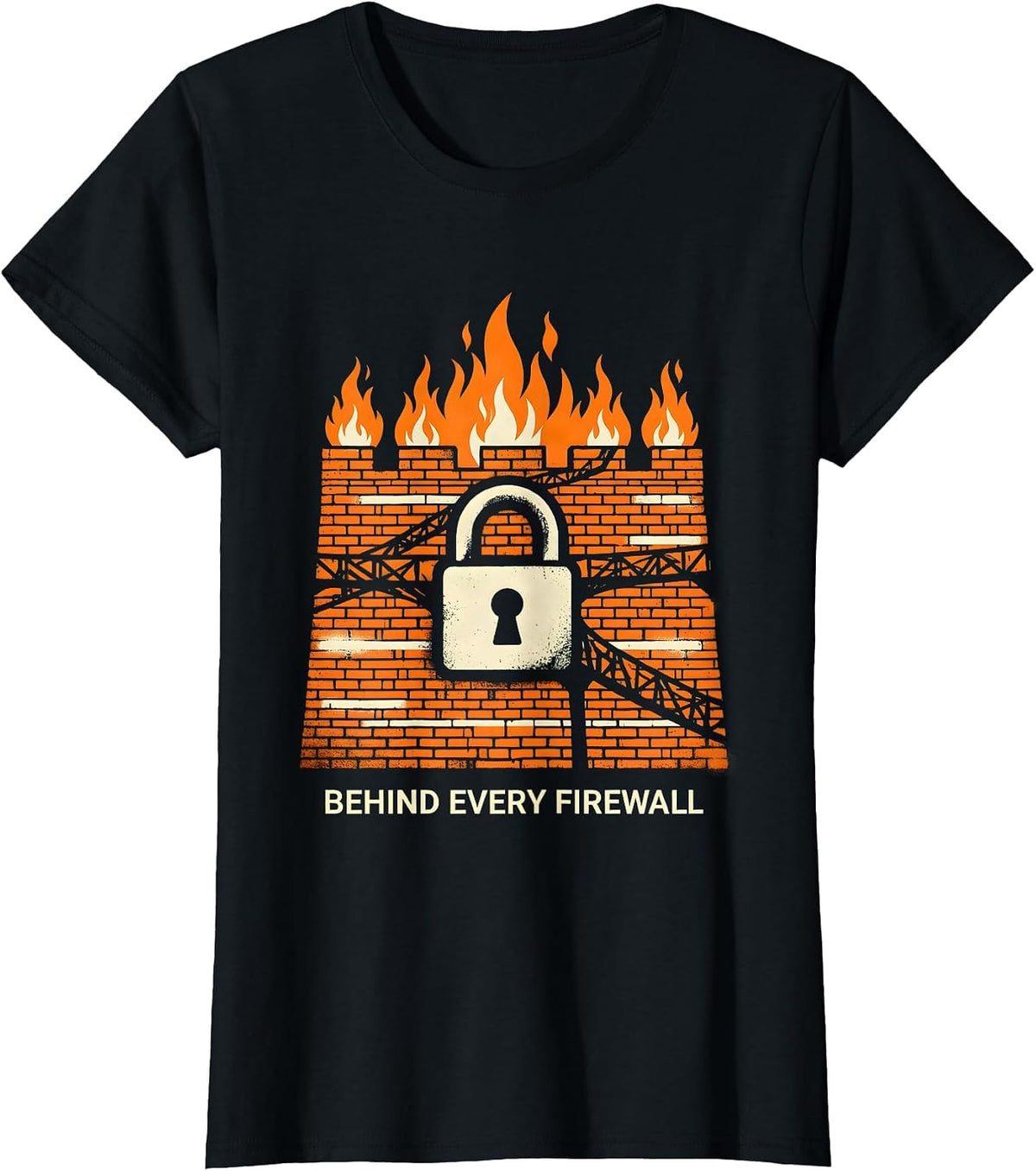 Women's Behind Every Firewall Cybersecurity Design T-Shirt - Black