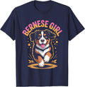 Bernese Girl Cute Cartoon Dog Owners Bernese Mountain Dog T-Shirt - Navy Blue