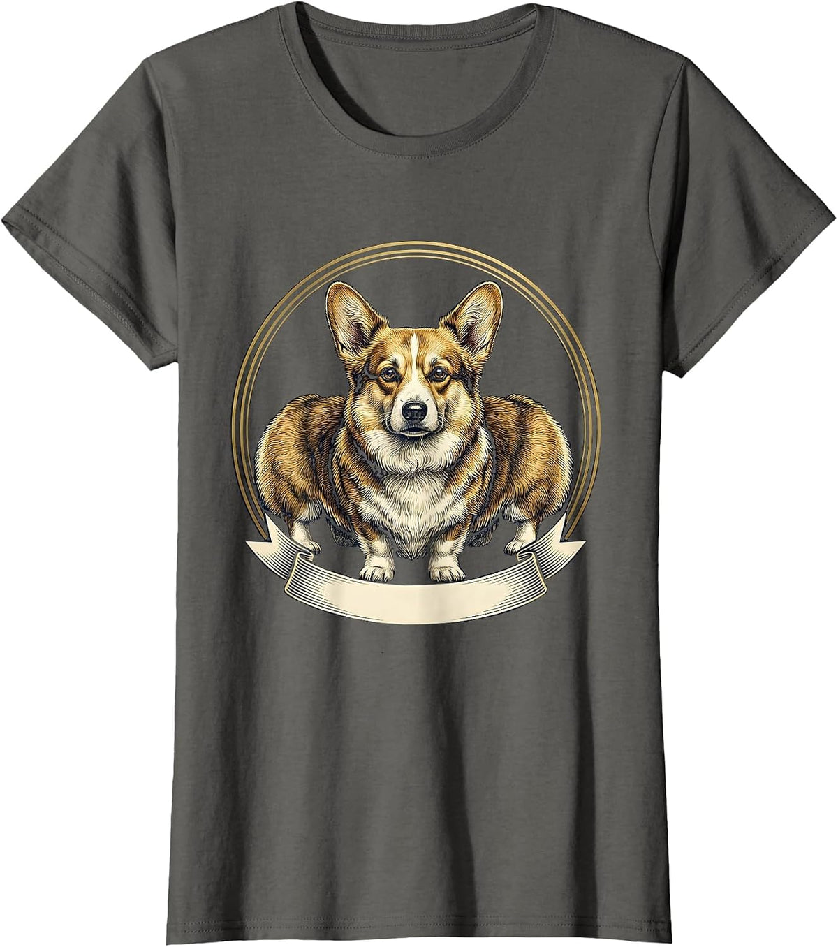 Women's Corgi Seal Emblem Corgi Lover Dog Owner Humor T-Shirt - Asphalt Grey