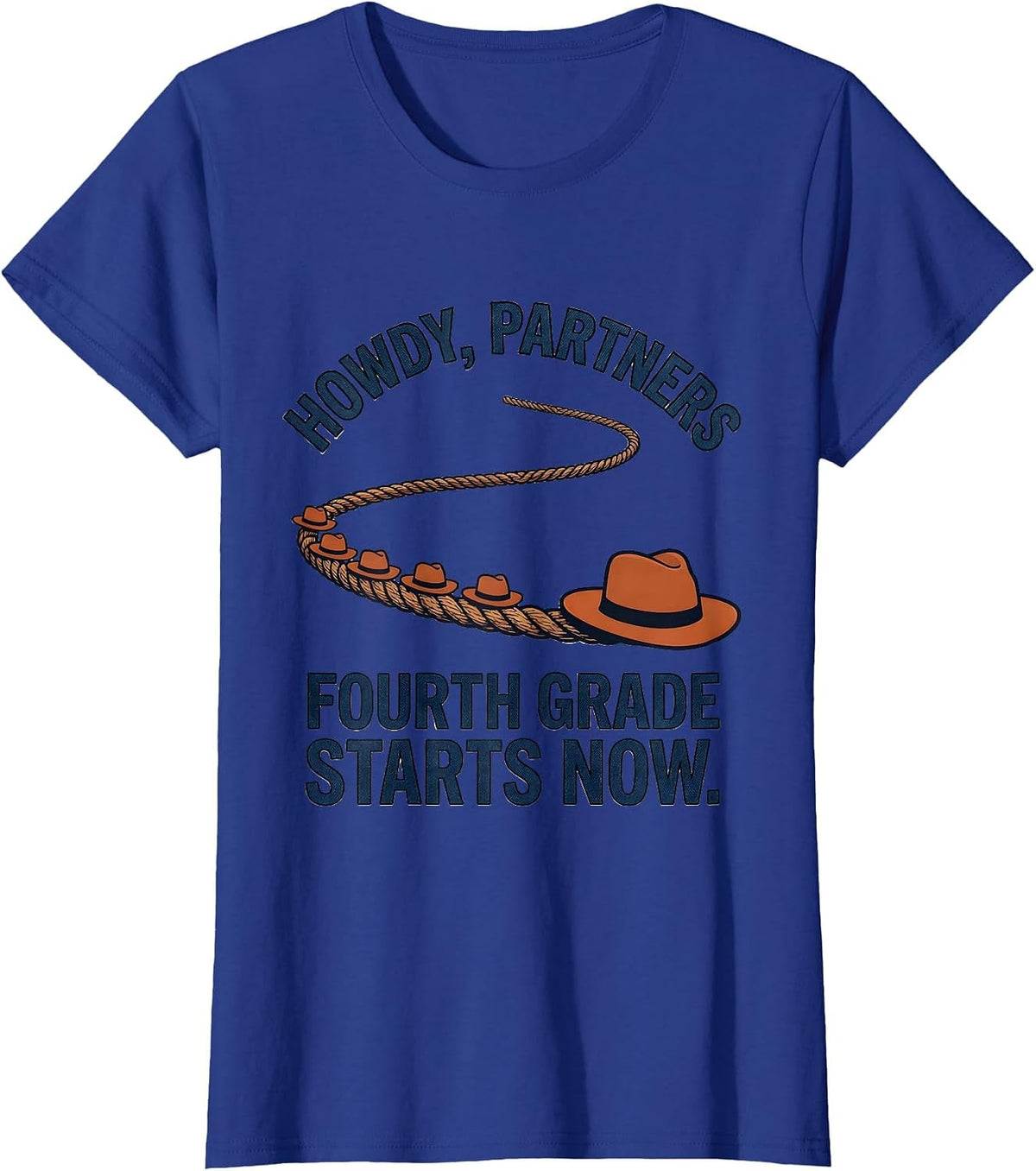 Women's Howdy Partners Fourth Grade Starts Now Teacher T-Shirt - Royal Blue