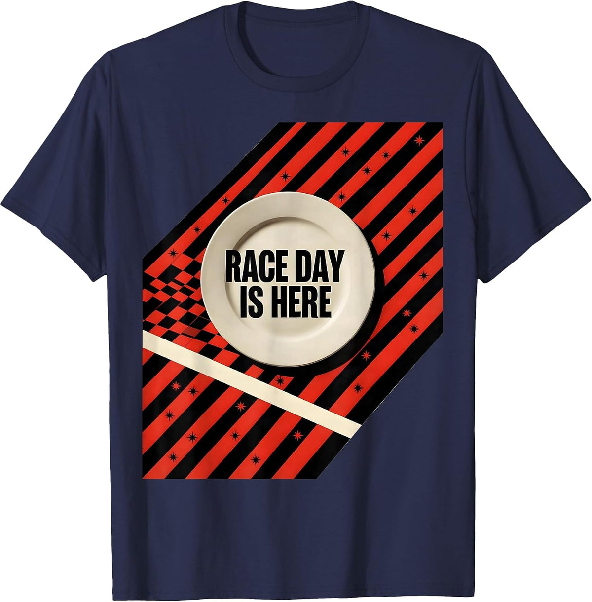 Men's Race Day Is Here Constructivist Poster Drag Racing Patriot T-Shirt - Navy Blue