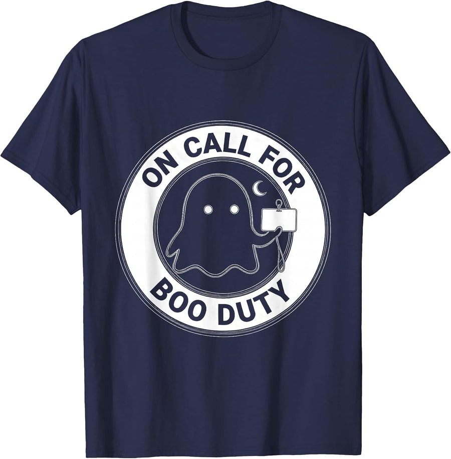 On Call For Boo Duty Funny SPED Paraprofessional Halloween T-Shirt - Navy Blue