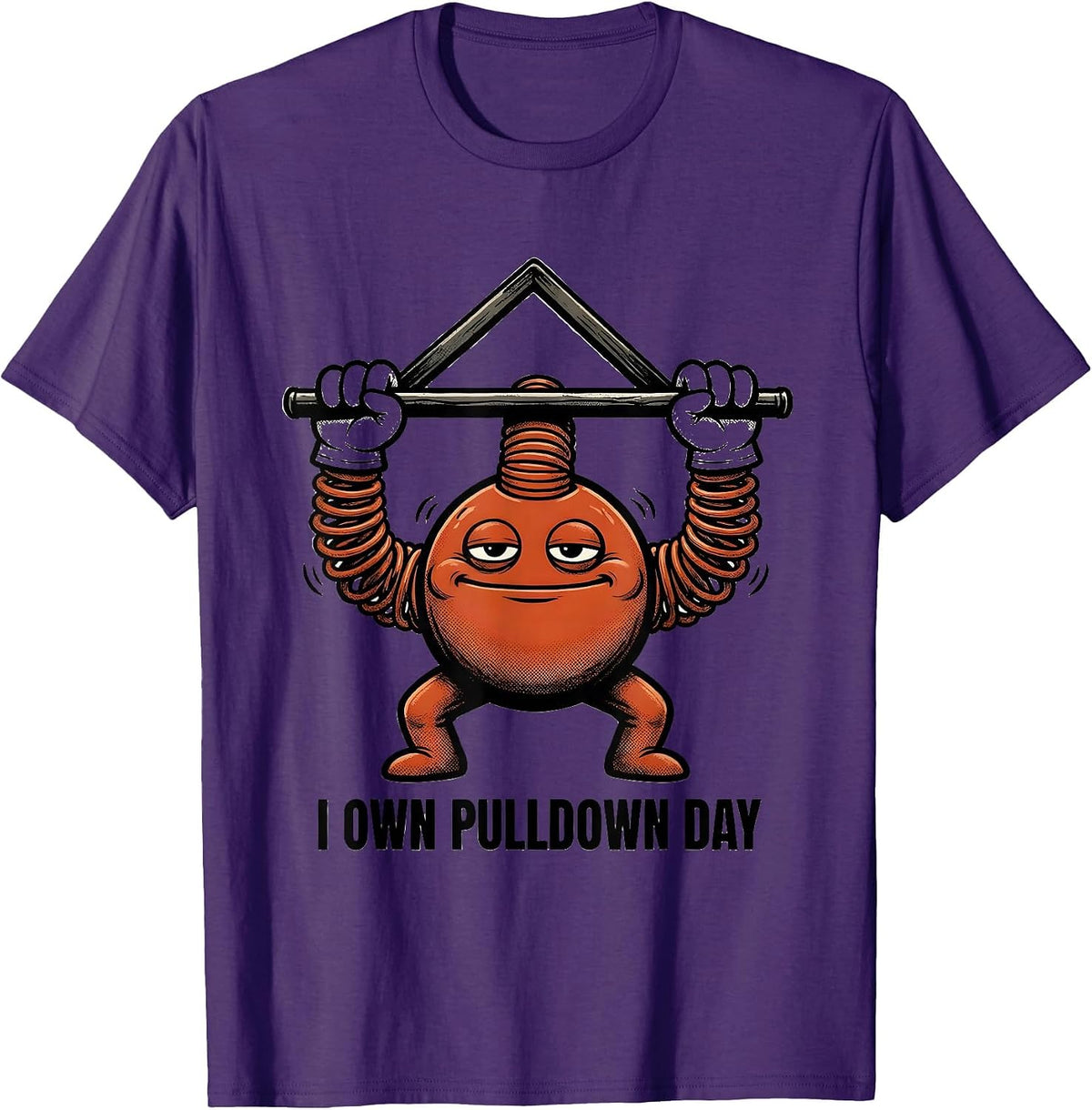 I Own Pulldown Day Retro Cartoon Funny Gym Workout T-Shirt - Purple