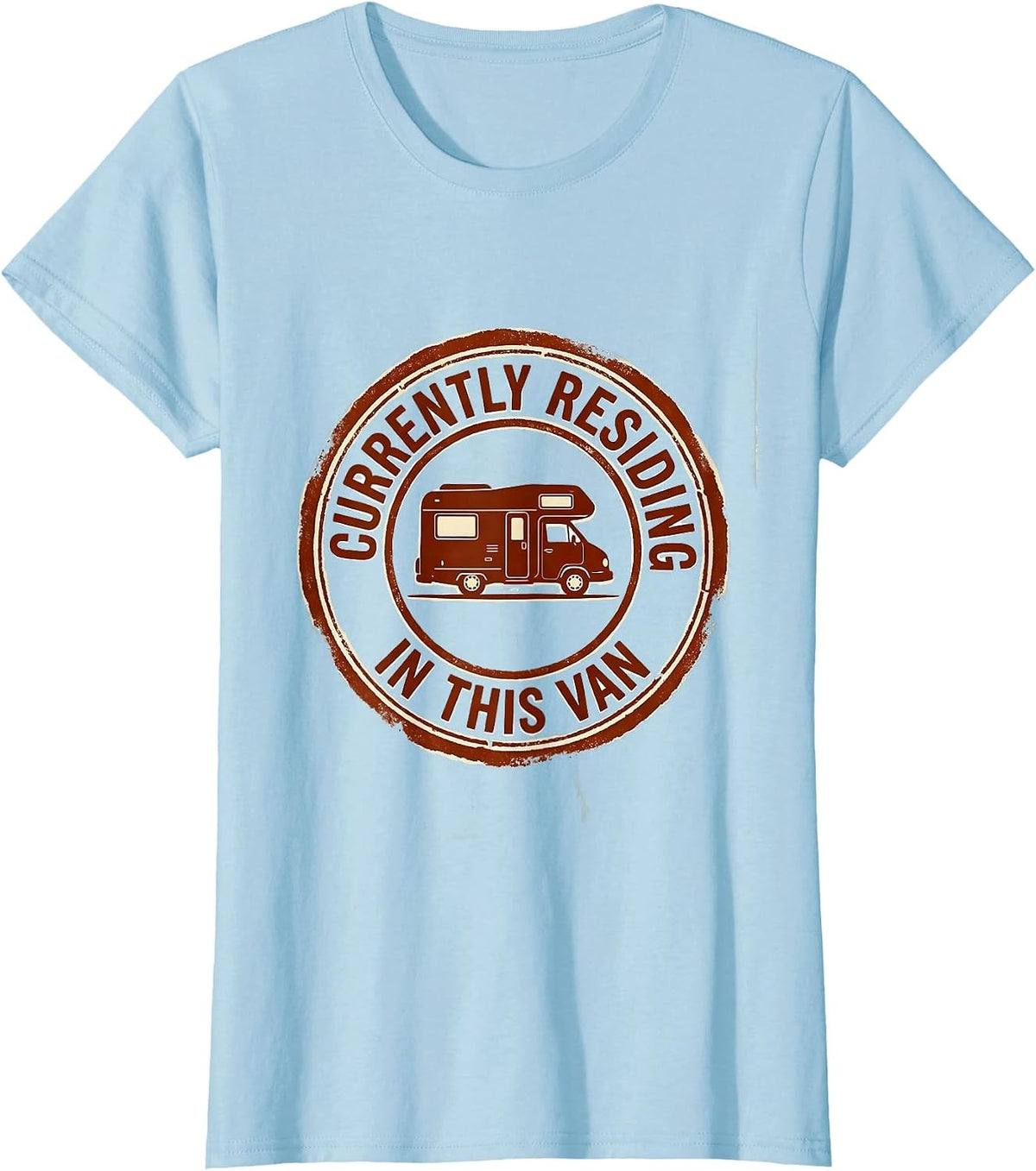 Currently Residing In This Van Retro Van Life Nomads Camper T-Shirt - Baby Blue