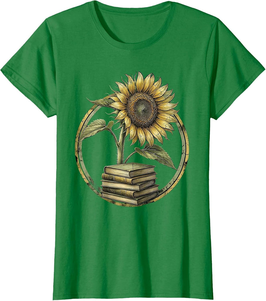 Women's Paraprofessional Sunflower Books Graphic Tee T-Shirt - Kelly Green