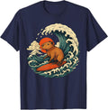 Capybara Surfing Japanese Tee for Man Woman T-Shirt - Navy Blue