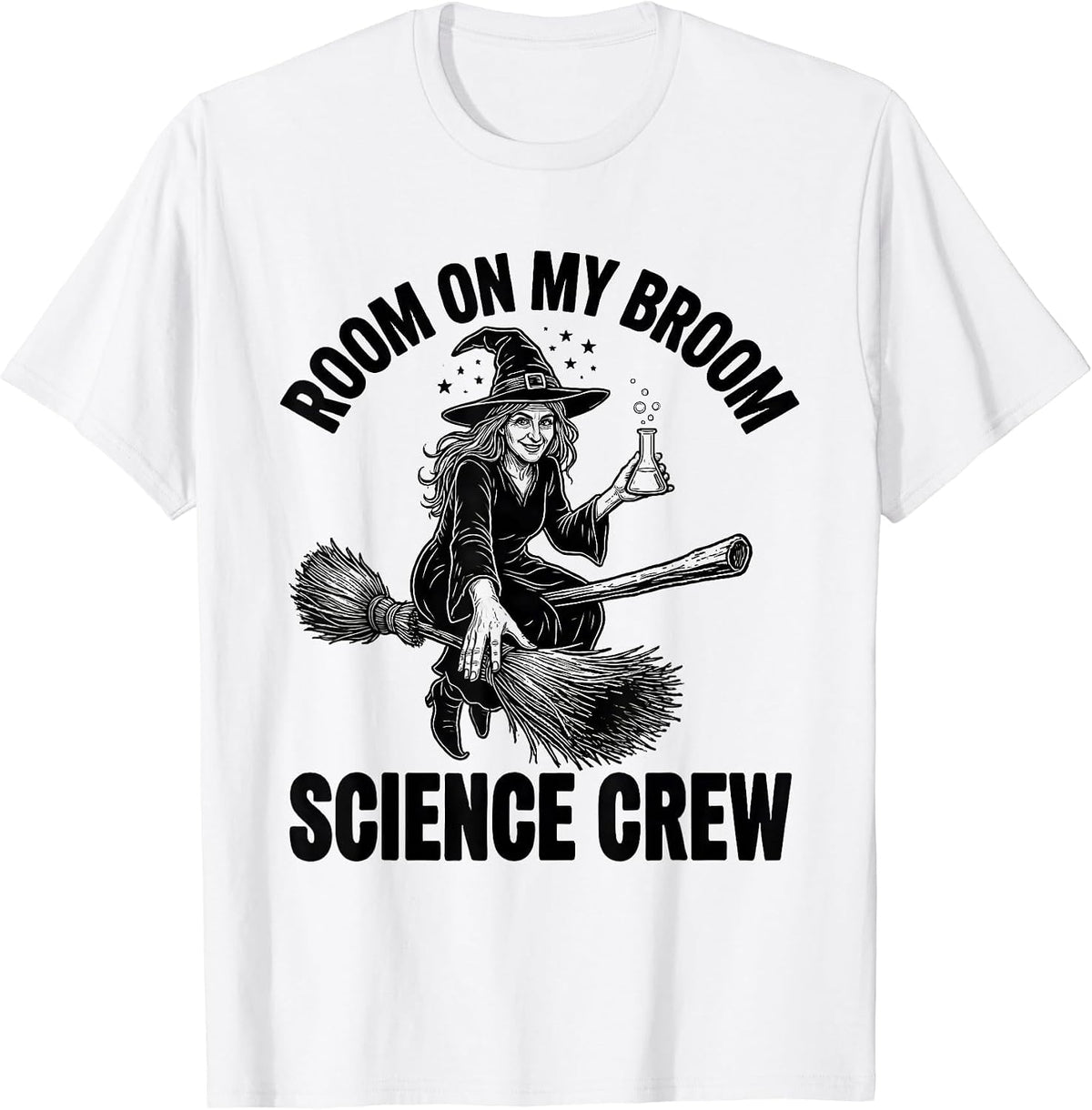 Men's Room On My Broom Science Crew Funny Halloween Teacher T-Shirt - White