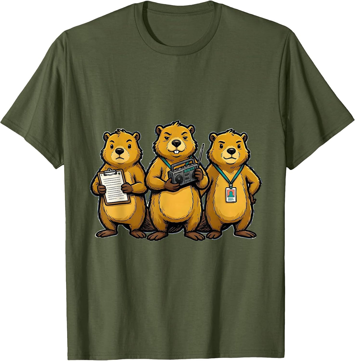 Original Beaver Aide Characters Funny Paraprofessional SPED T-Shirt - Olive Green