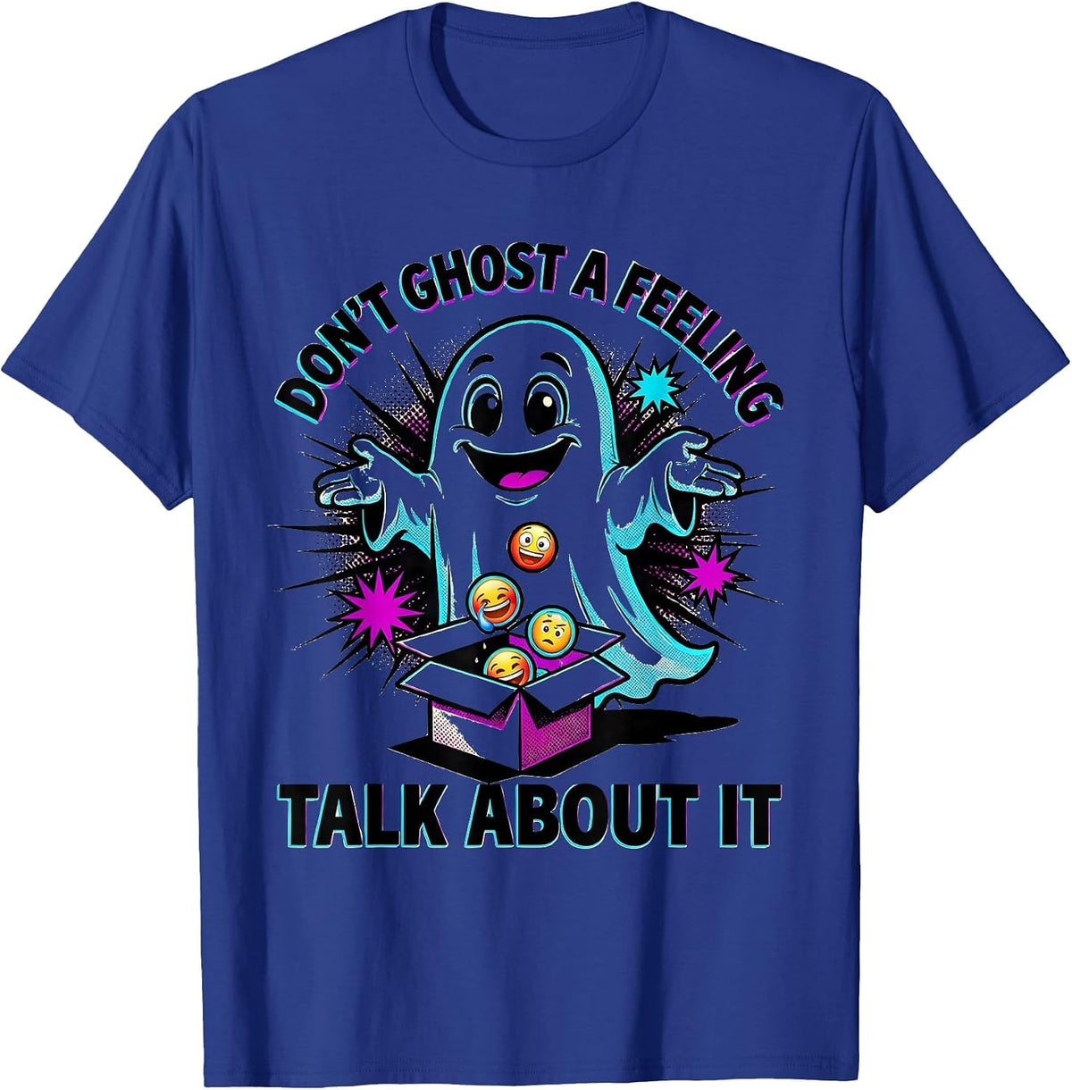 Don't Ghost A Feeling Talk About It Pop Art Halloween School T-Shirt - Royal Blue