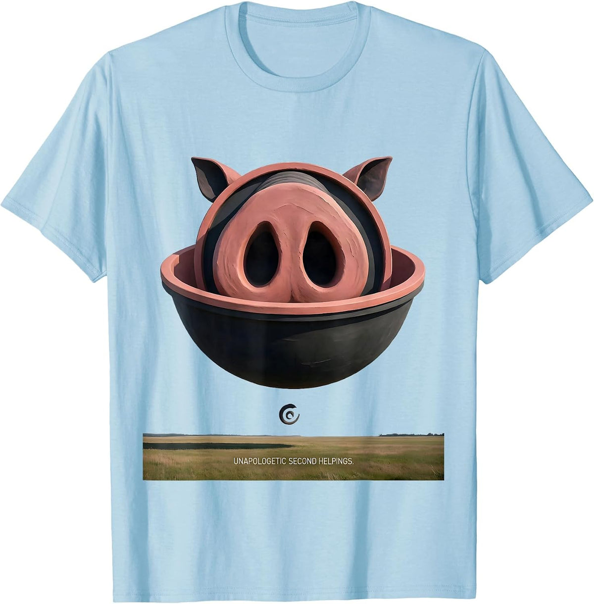 Men's Unapologetic Second Helpings Funny Pig Farm Animal Lover T-Shirt - Baby Blue