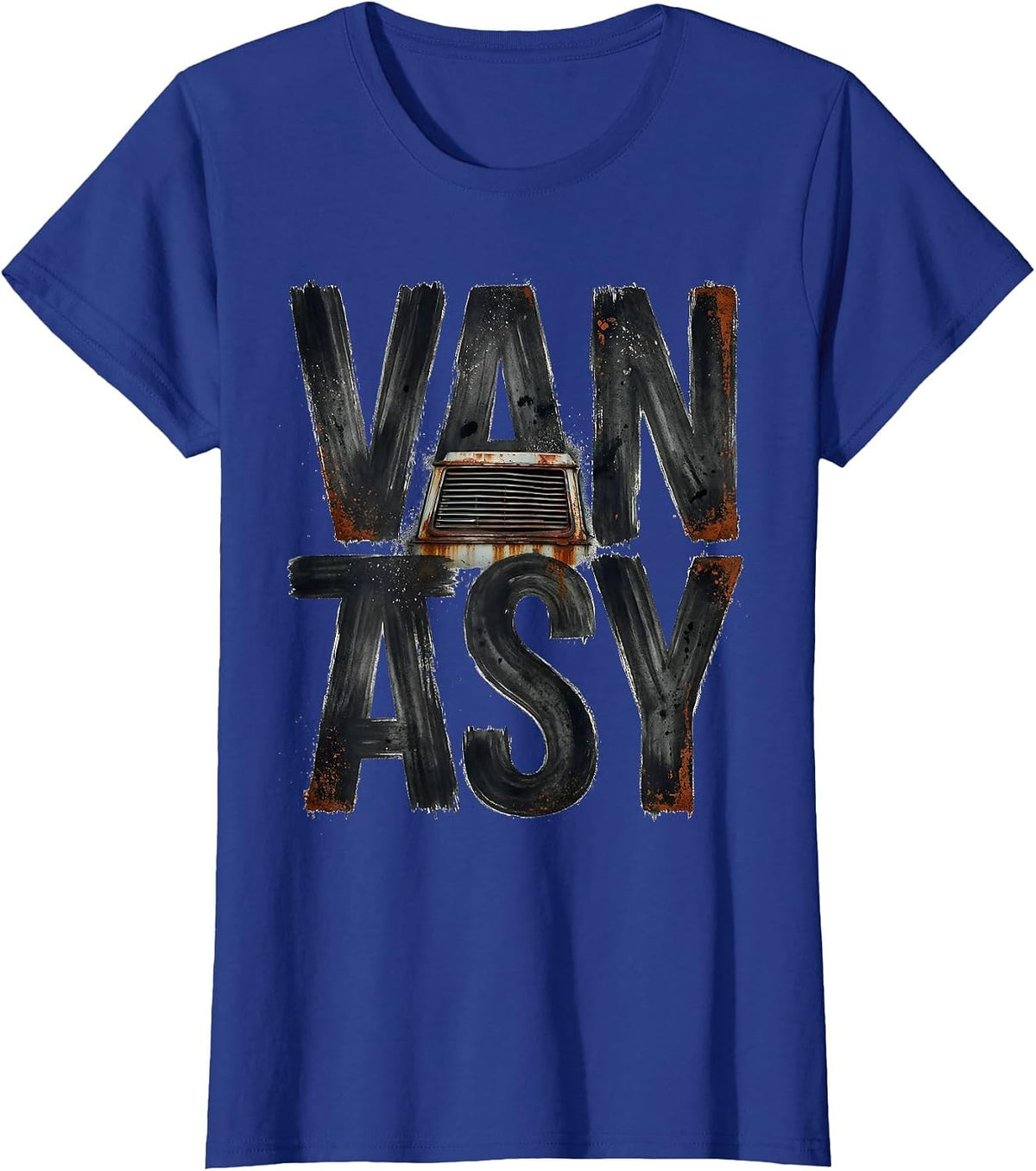 Women's Vantasy Retro Van Life Van Enthusiast Road Trip T-Shirt - Royal Blue