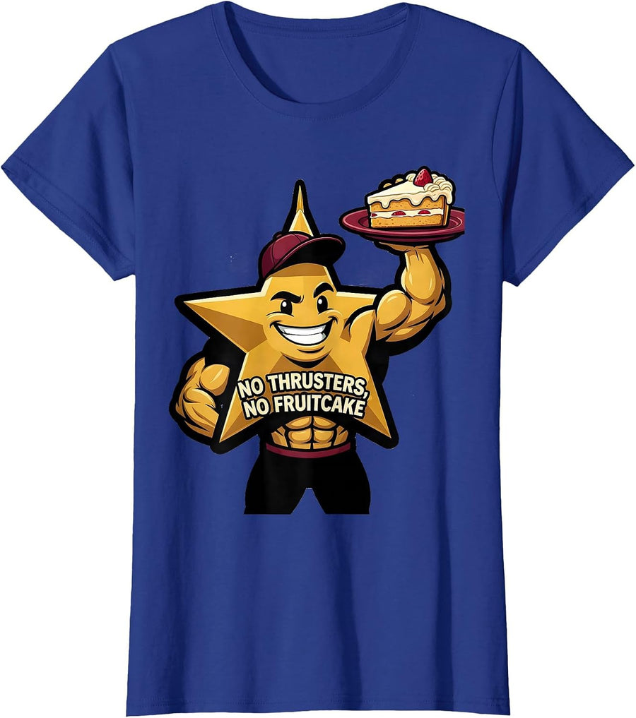 No Thrusters, No Fruitcake Funny Gym Bodybuilder Christmas T-Shirt, Women, Royal Blue, Small - As Pictured
