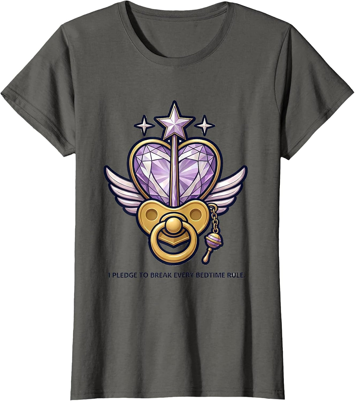 Women's I Pledge To Break Every Bedtime Rule Funny Godmother New T-Shirt - Asphalt Grey