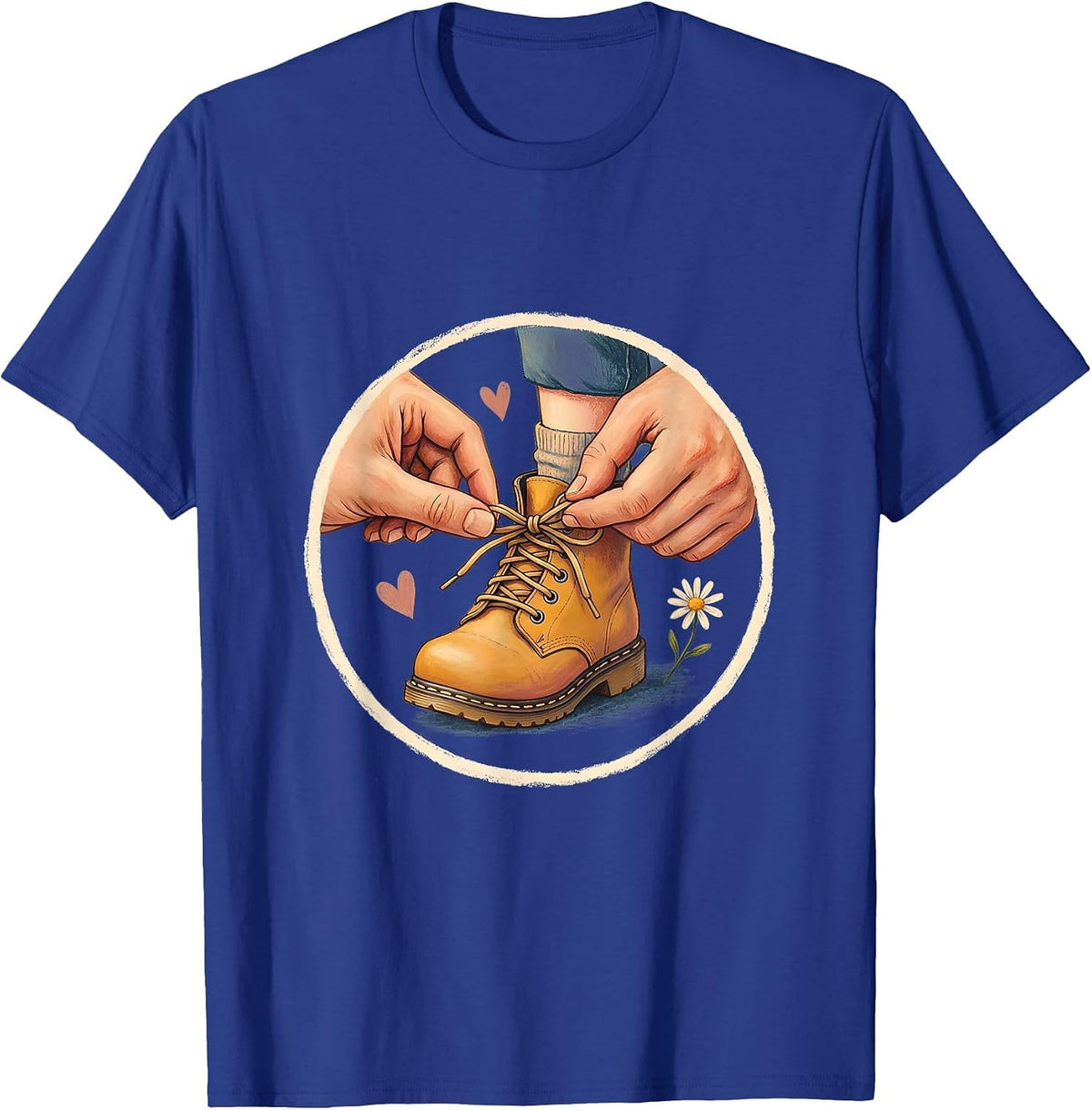 Men's Daycare Teacher Tying Shoelace Graphic T-Shirt - Royal Blue