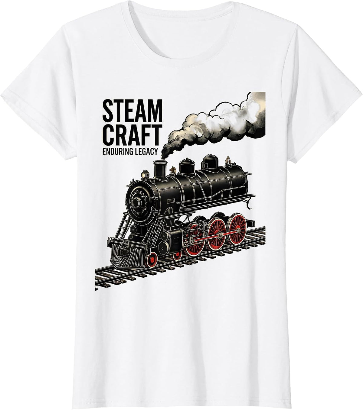 Steam Craft Enduring Legacy Vintage Steam Locomotive Train T-Shirt - White