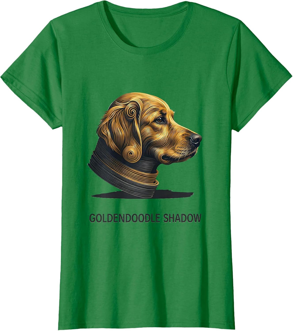 Women's Goldendoodle Shadow Minimalist Doodle Breed Owner Humor T-Shirt - Kelly Green
