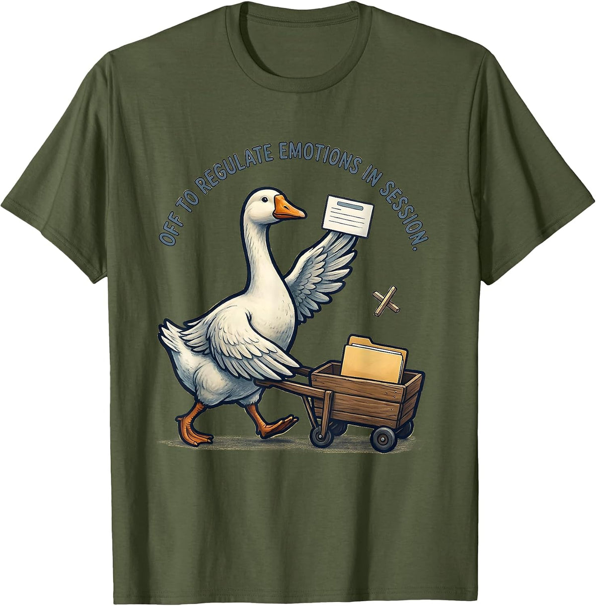 Men's Off To Regulate Emotions In Session Funny Mental Health T-Shirt - Olive Green