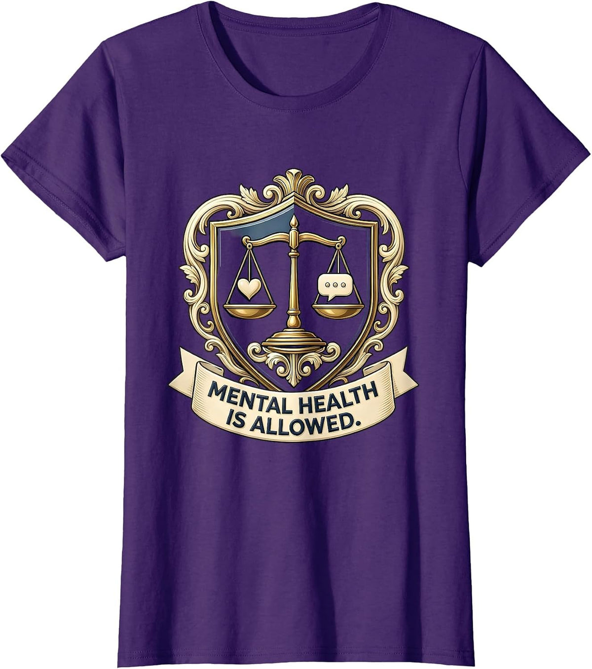 Women's Mental Health Is Allowed Supportive Awareness Emblem Design T-Shirt - Purple