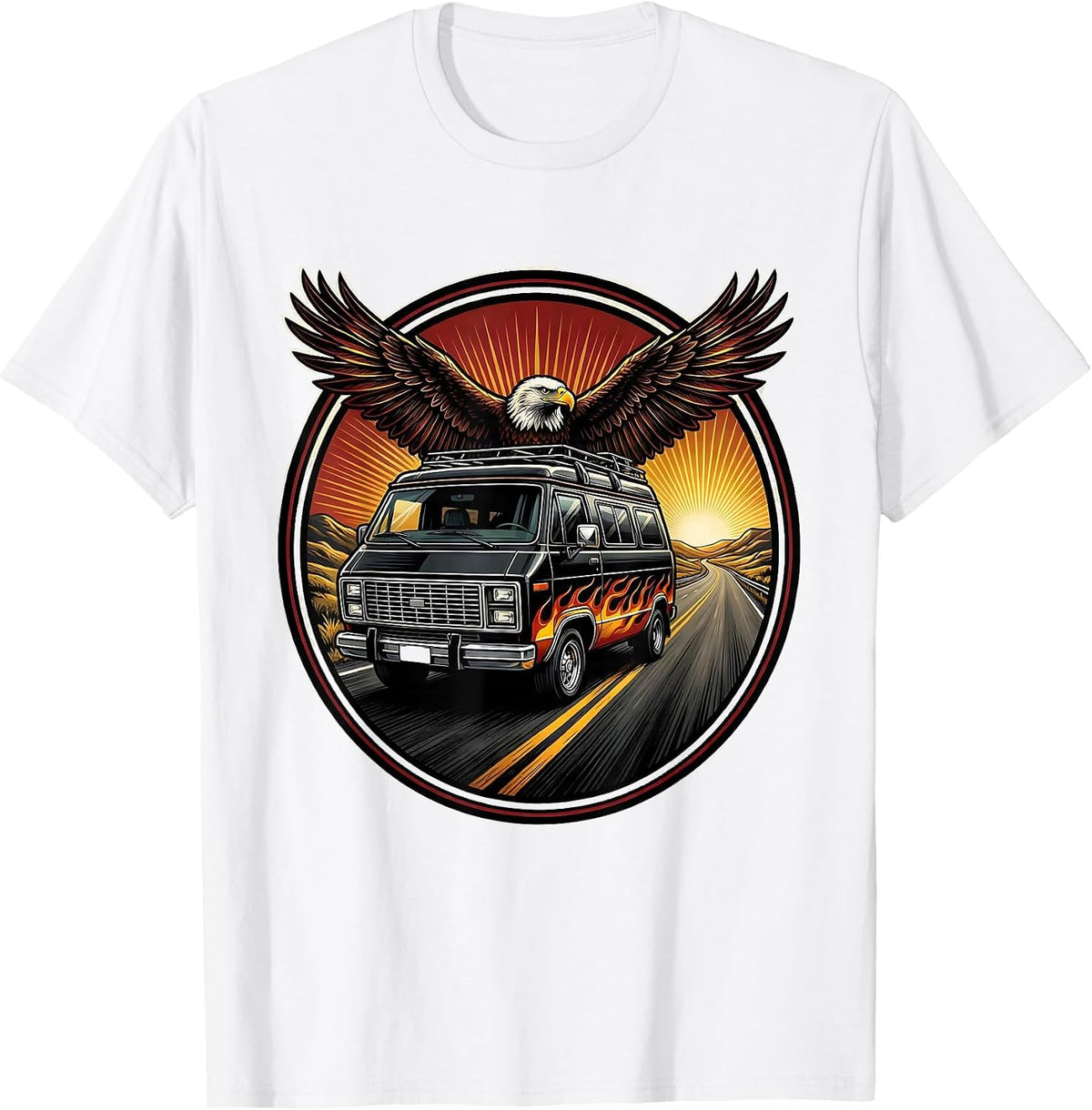 Men's Vintage Tour Van Open Highway Graphic T-Shirt - White
