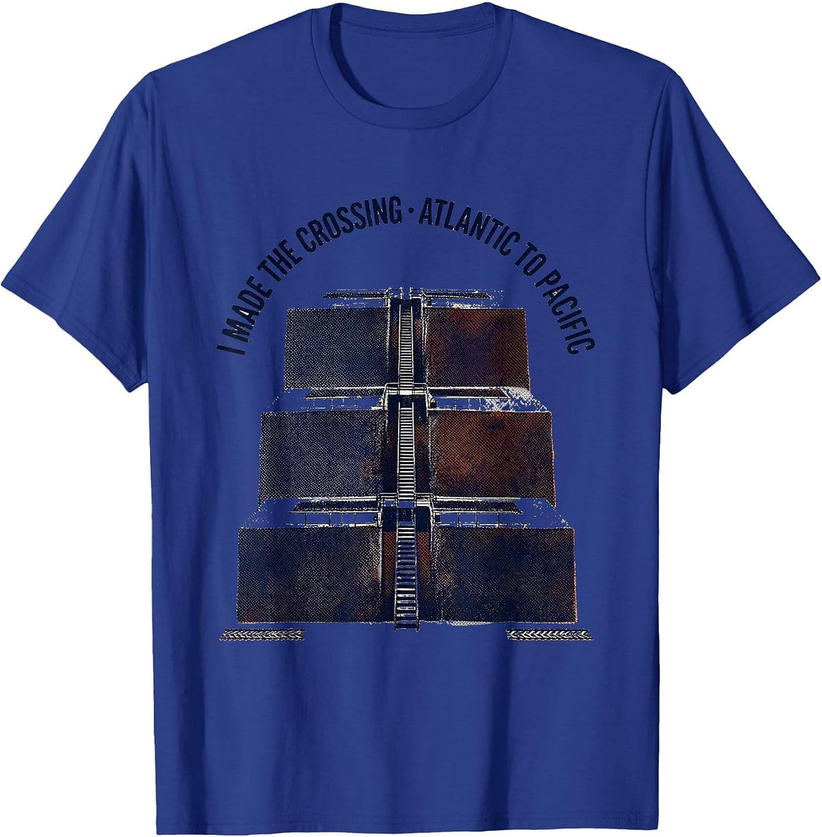 Men's I Made The Crossing · Atlantic To Pacific Cruise Souvenir T-Shirt - Royal Blue