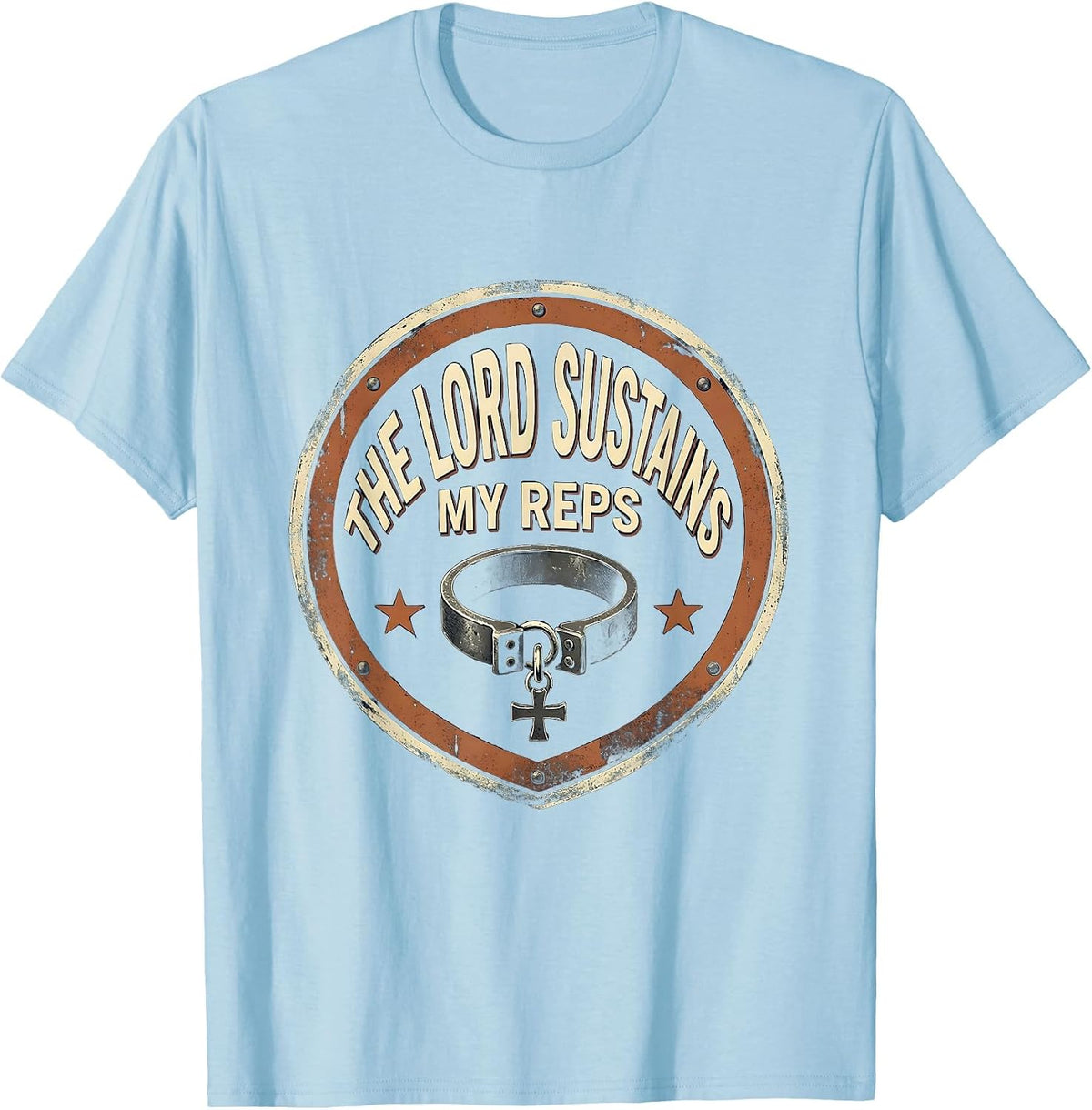 Men's The Lord Sustains My Reps Vintage Christian Gym Weightlifter T-Shirt - Baby Blue