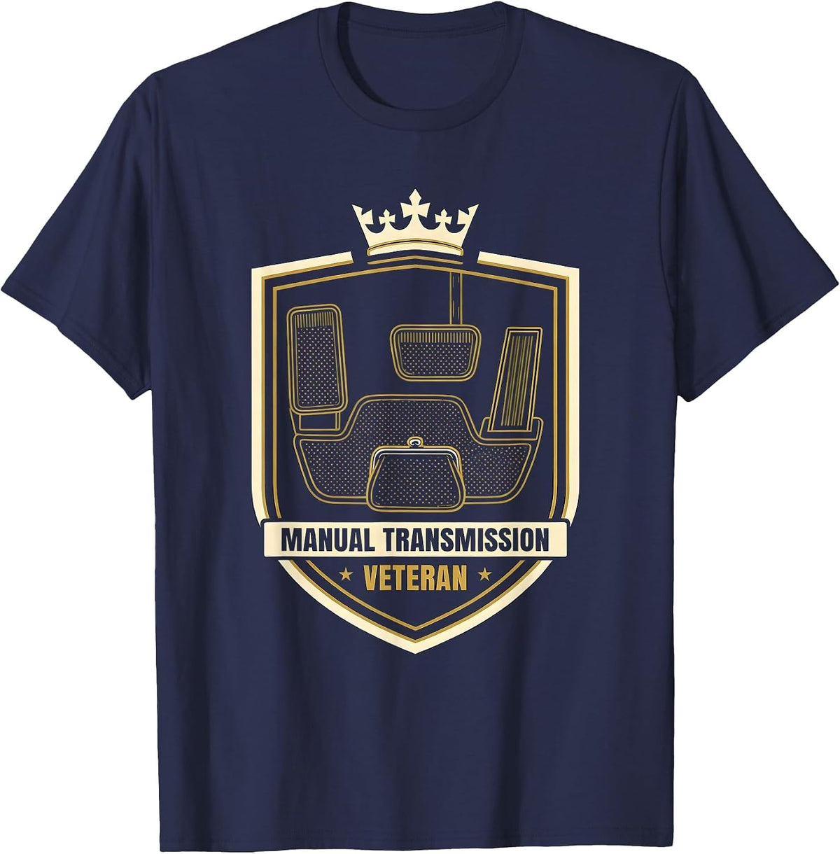 Men's Manual Transmission Veteran Classic Car Guy Stick Shift T-Shirt - Navy Blue
