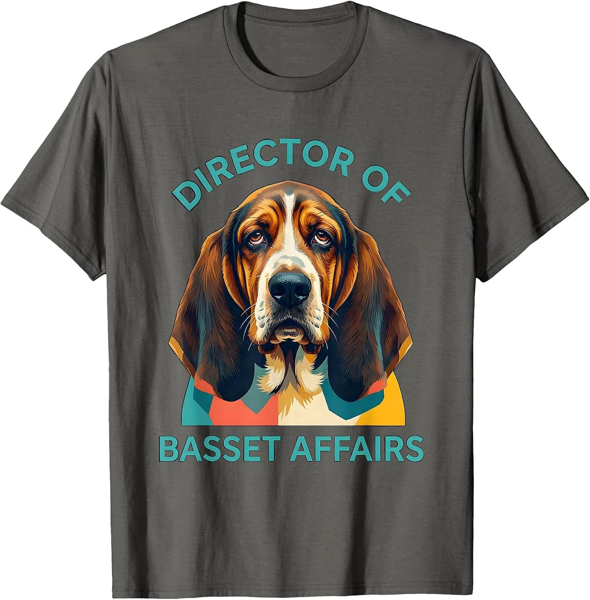 Men's Director Of Basset Affairs Funny Basset Hound Owner Gift T-Shirt - Asphalt Grey