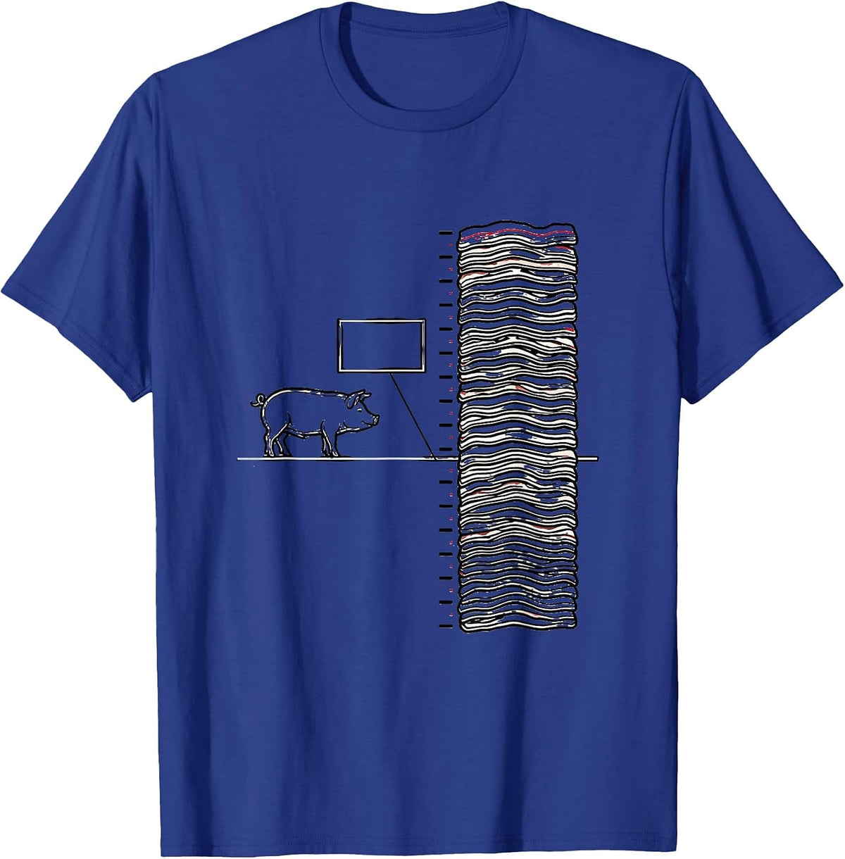 Pig And Bacon Strip Grid Humor Foodie Meme T-Shirt - Royal Blue