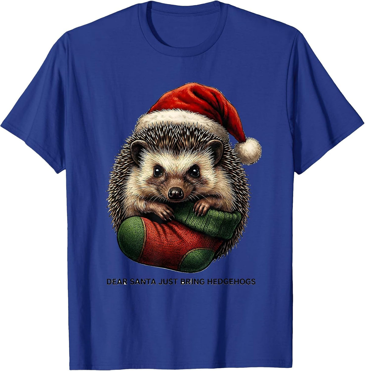 Dear Santa Just Bring Hedgehogs Funny Animal Lover Christmas T-Shirt - Royal Blue