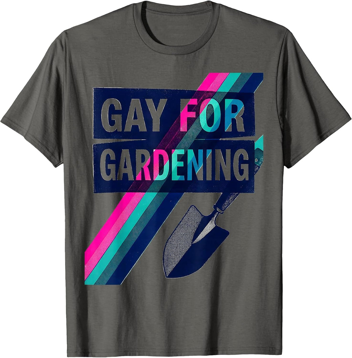 Men's Gay For Gardening Risograph LGBTQ Pride Humour T-Shirt - Asphalt Grey