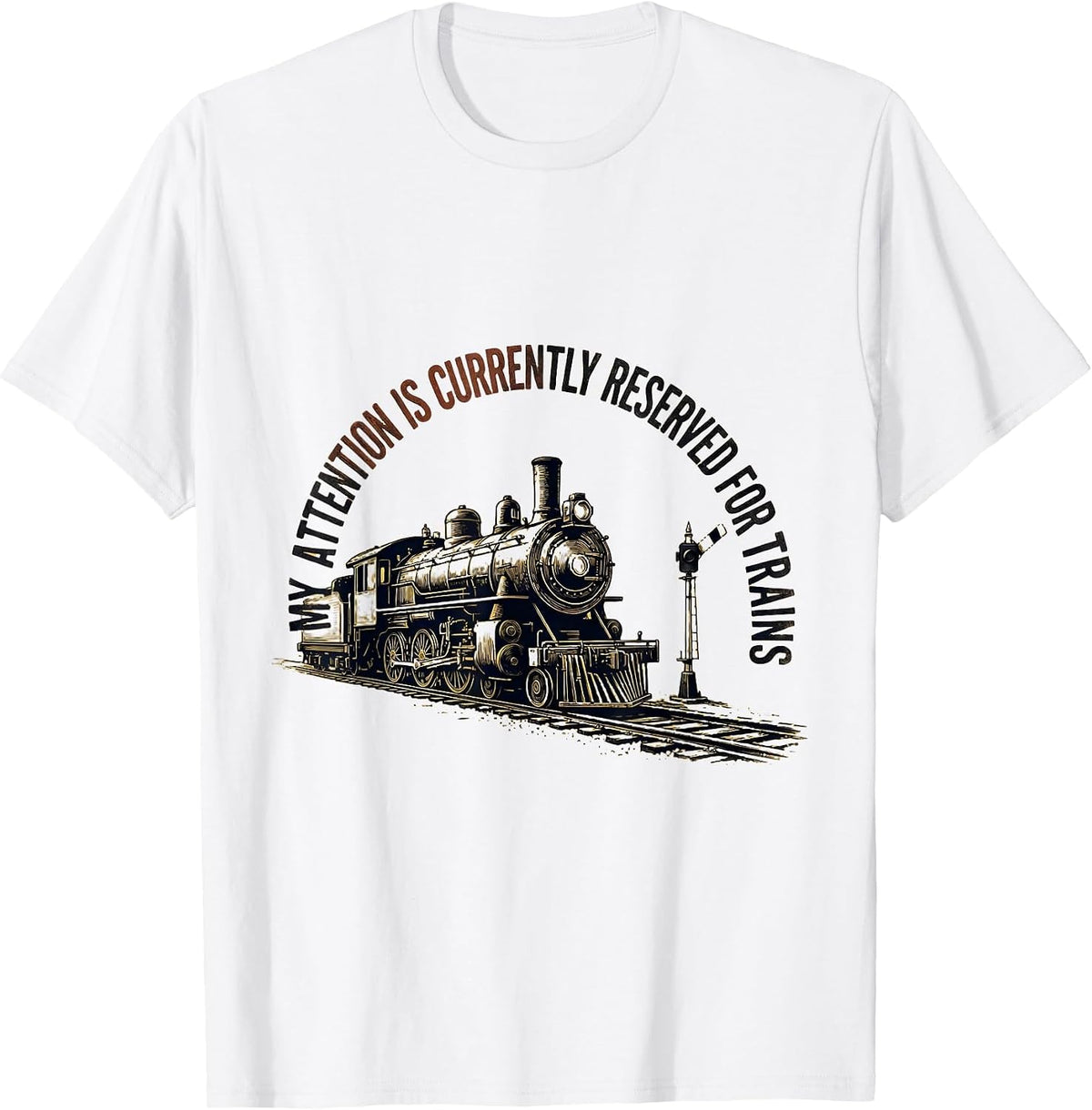 Men's My Attention Is Currently Reserved For Trains Vintage T-Shirt - White