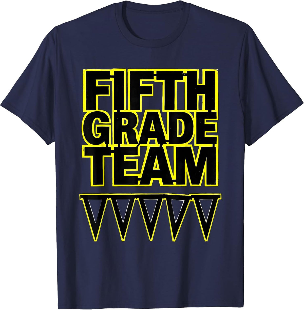 Fifth Grade Team Stencil Graphic Teacher Back to School T-Shirt - Navy Blue