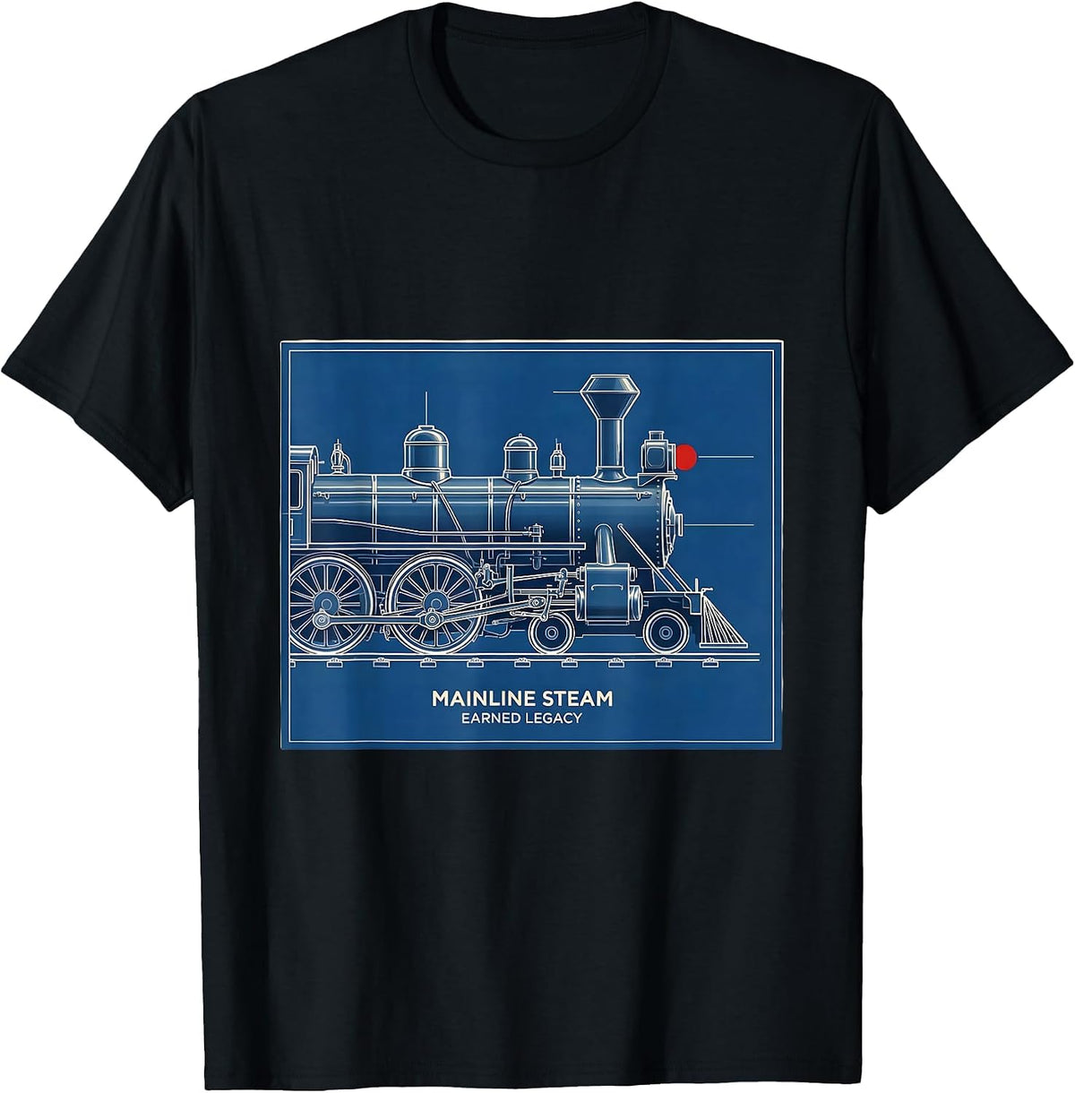 Mainline Steam Earned Legacy Vintage Steam Locomotive T-Shirt, Men, Black, Medium - As Pictured