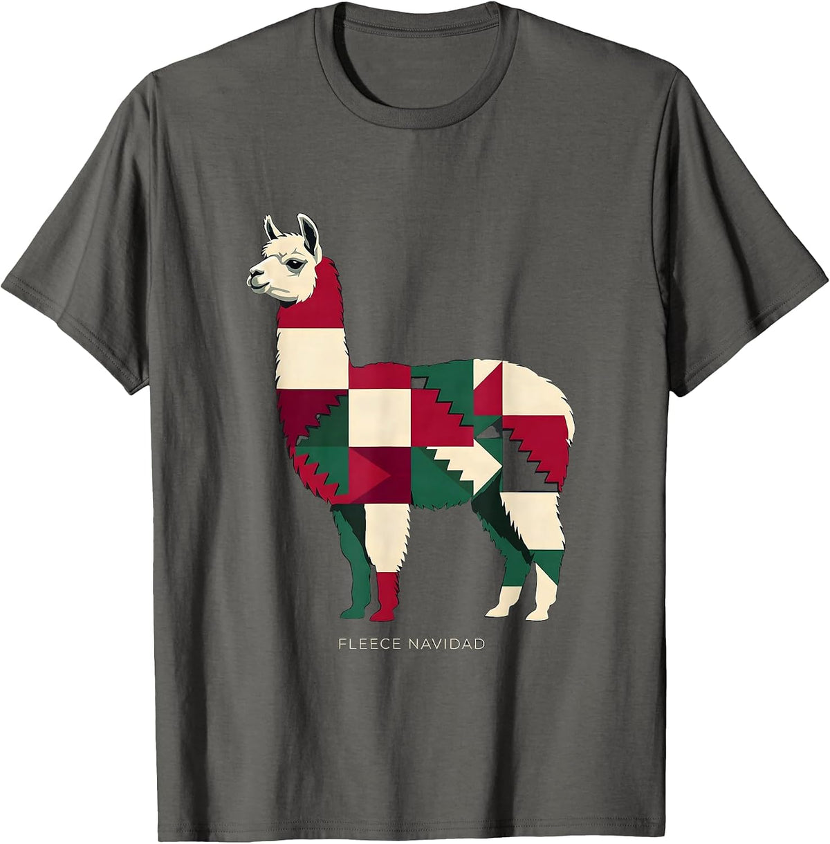 Fleece Navidad Funny Llama Christmas Animal Lover Gift T-Shirt - Asphalt Grey