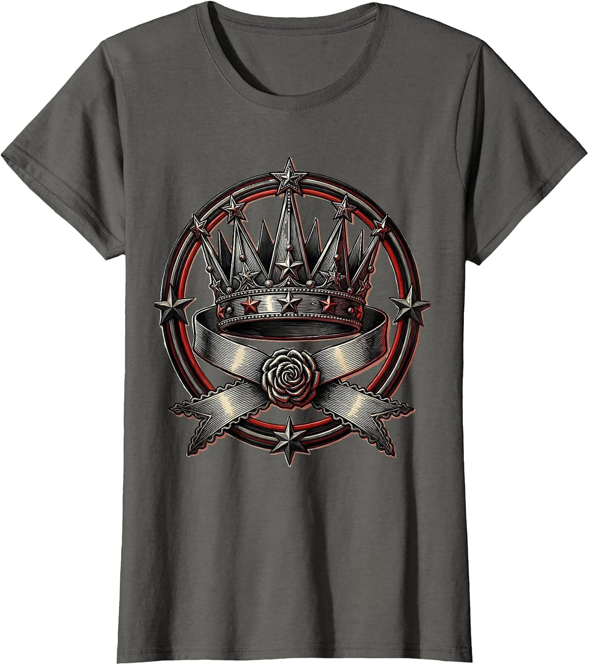 Women's Cowgirl Rodeo Queen Crown and Sash Illustration T-Shirt - Asphalt Grey