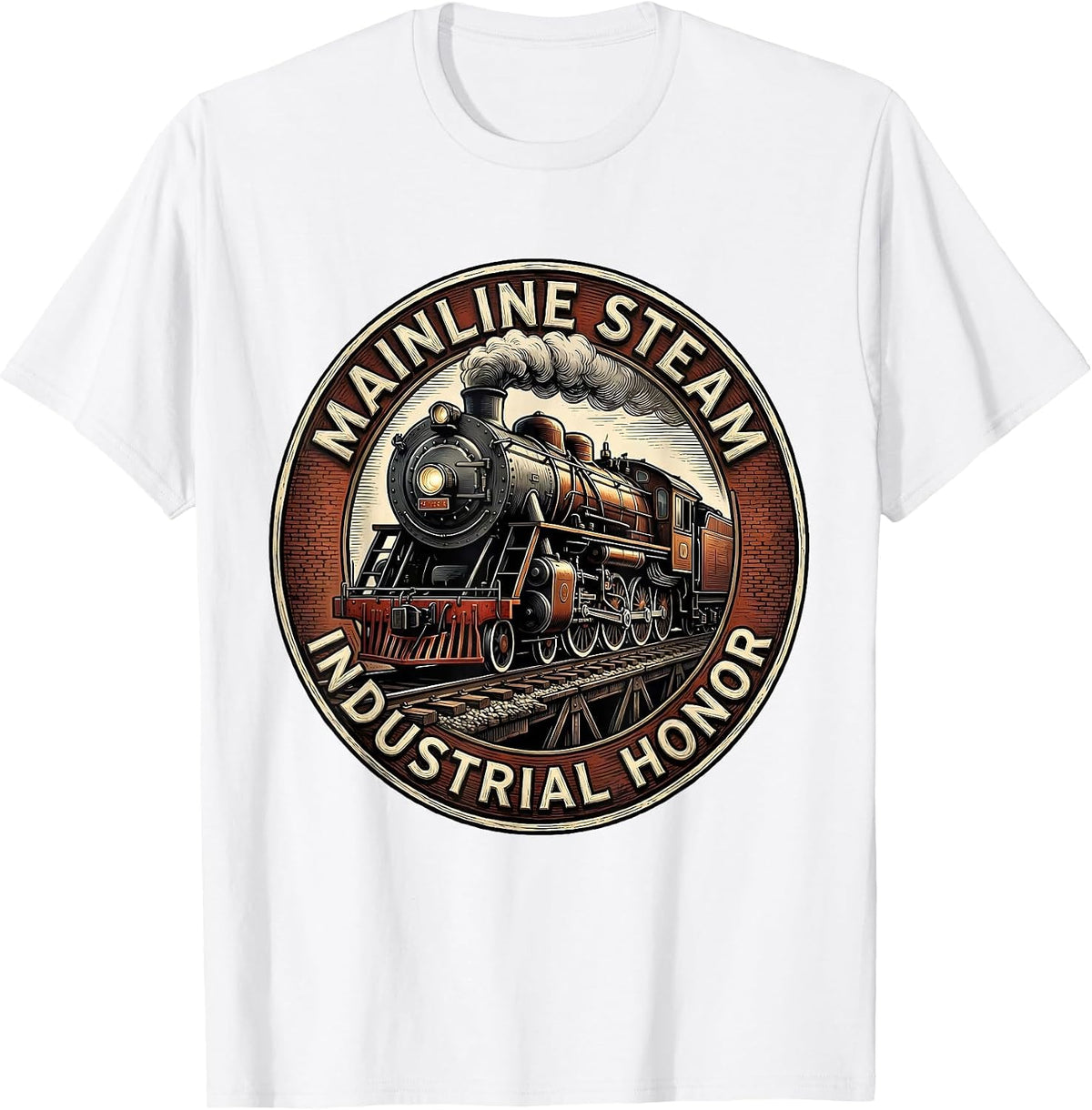 Men's Mainline Steam Industrial Honor Vintage Steam Locomotive T-Shirt - White