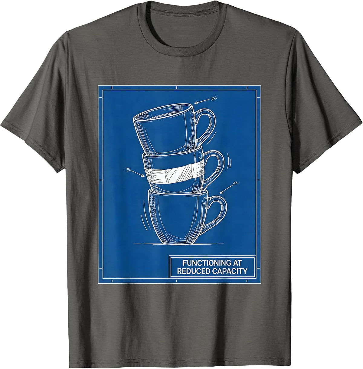 Men's Functioning At Reduced Capacity Sarcastic Mental Health T-Shirt - Asphalt Grey