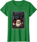 Women's Carol Riff Funny Heavy Metal Santa Claus Rock On Christmas T-Shirt - Kelly Green