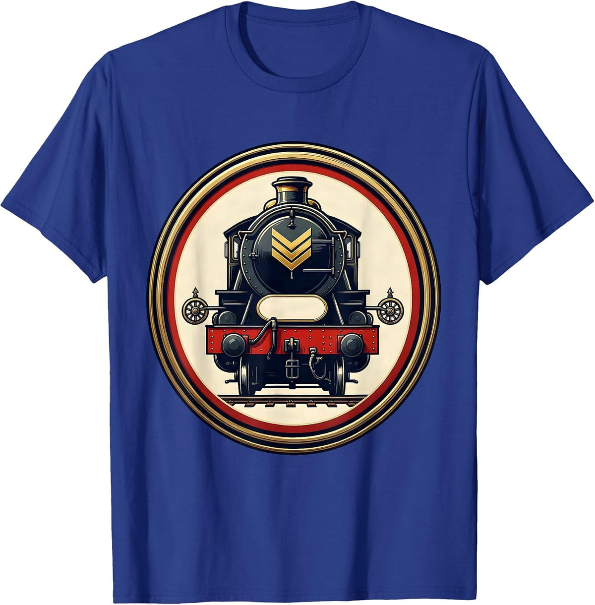 Steam Locomotive Badge Vintage Train Enthusiast Gift T-Shirt - Royal Blue