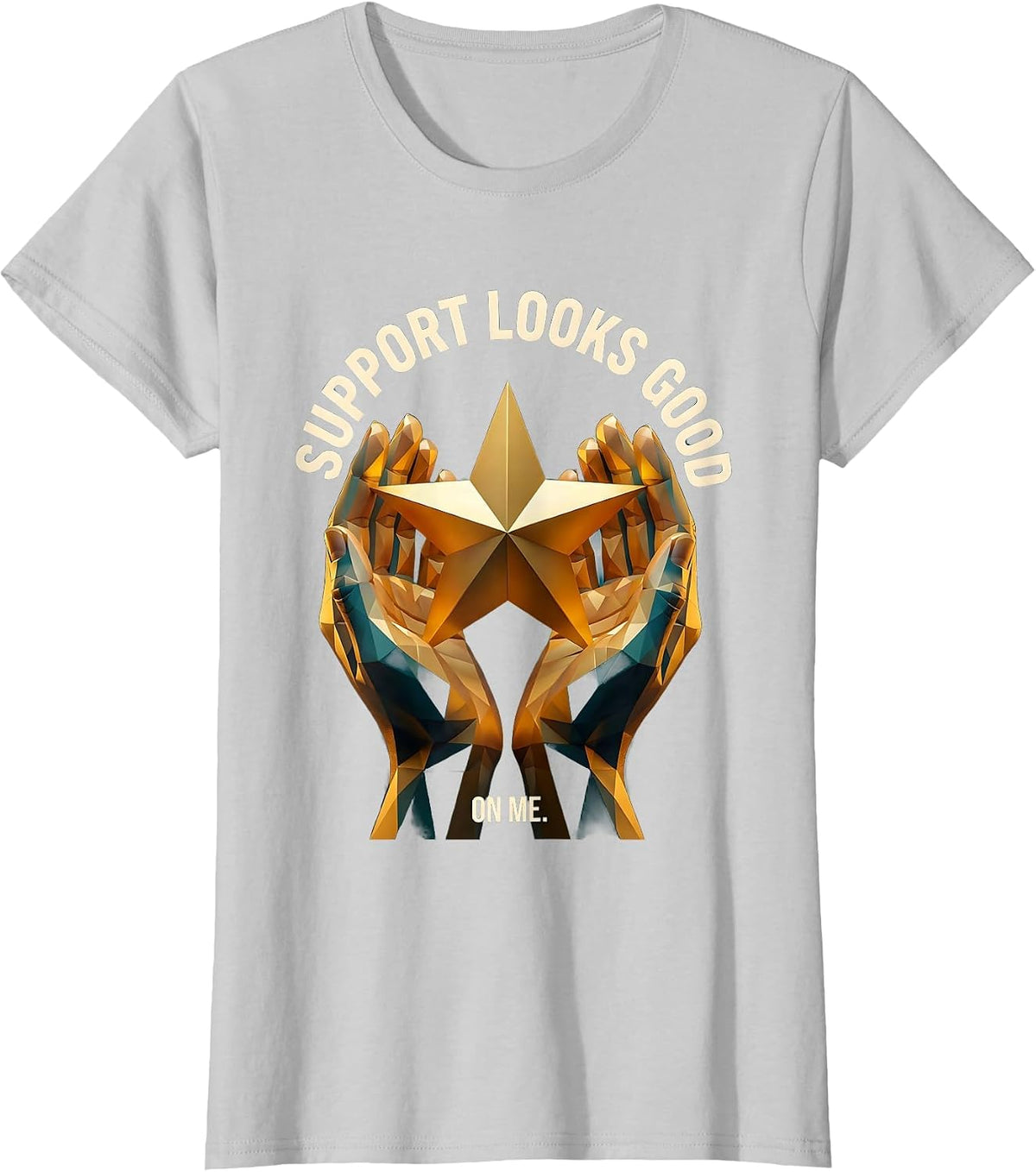 Women's Support Looks Good On Me Paraprofessional Design T-Shirt - Silver Grey