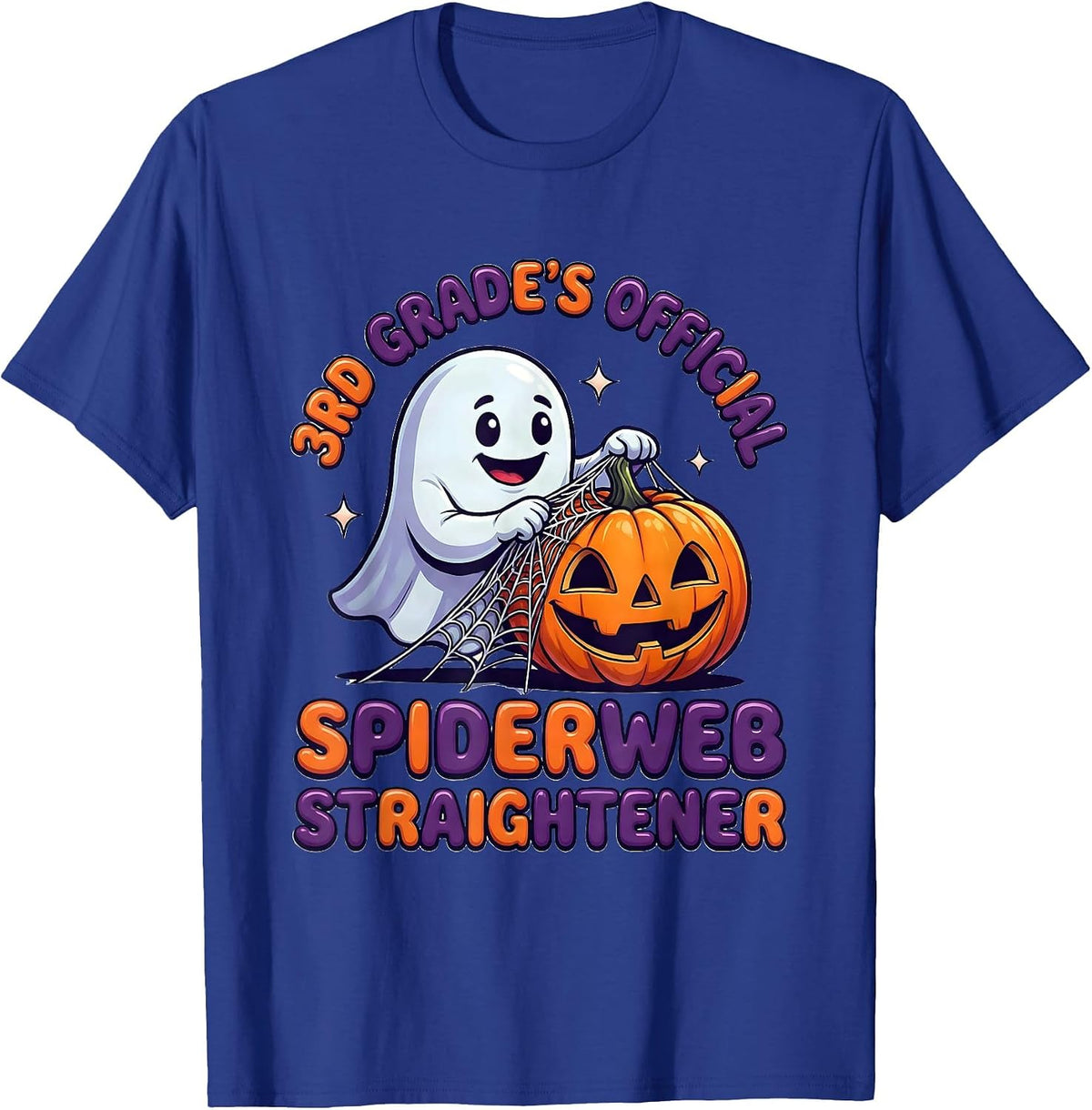 3rd Grade's Official Spiderweb Straightener Spooky Teacher T-Shirt - Royal Blue