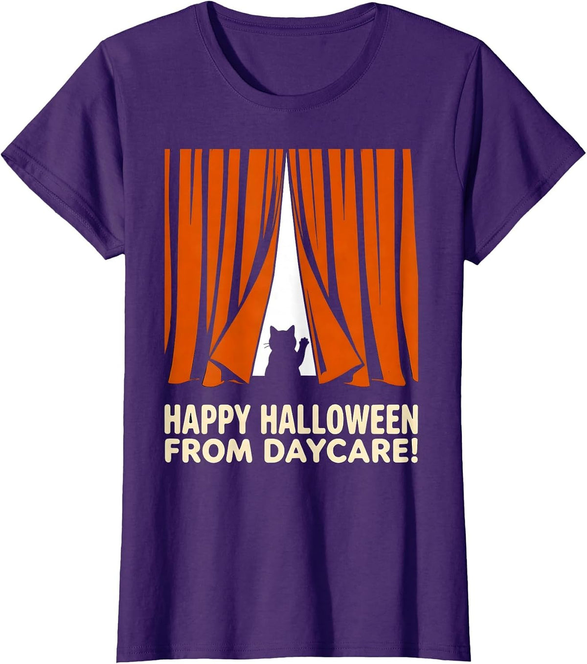 Women's Happy Halloween From Daycare Playful Preschool Teacher T-Shirt - Purple