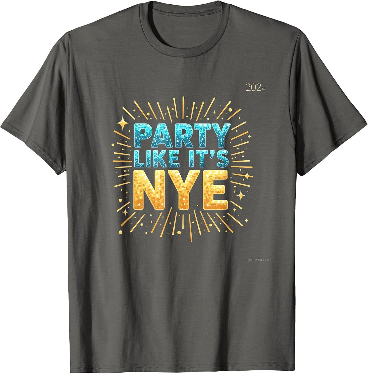 Party Like It's NYE Celebration Design T-Shirt - Asphalt Grey